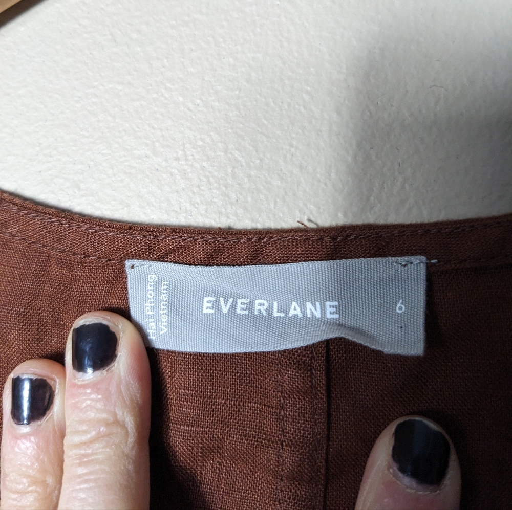 Everlane Brown Button-Front Linen Tank - Picture 5 of 7